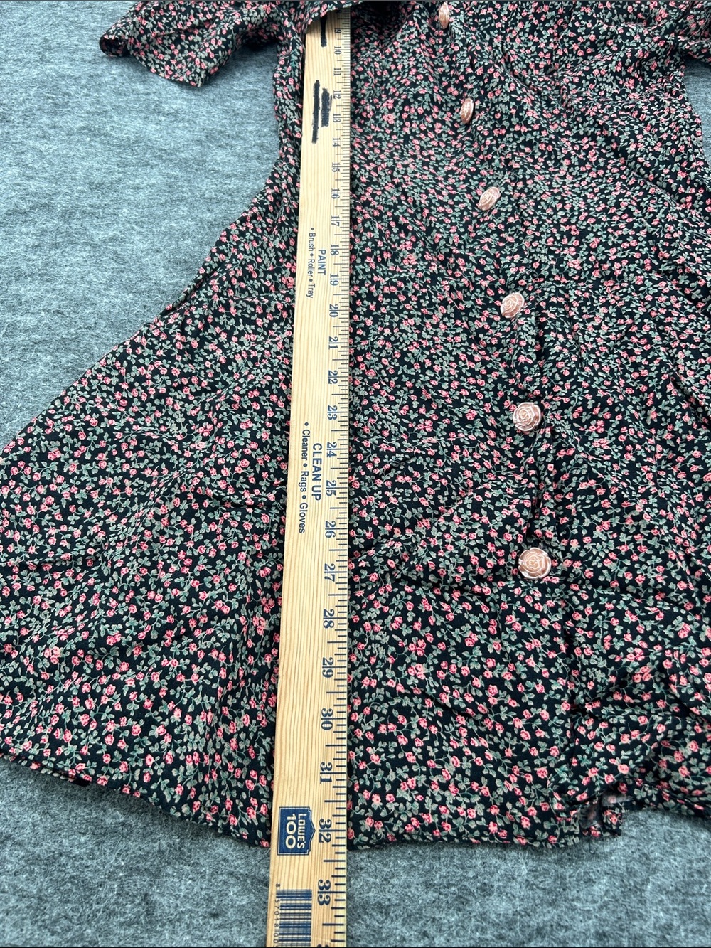 Vintage Chamney’s Black Floral Rayon Off Shoulder Button Front Midi Dress Size 5 - Picture 8 of 13